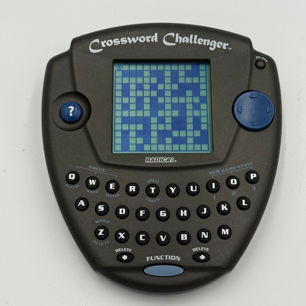 Radica Crossword Challenger Handheld Electronic‎ Game 1999 Vintage QWERTY Gray